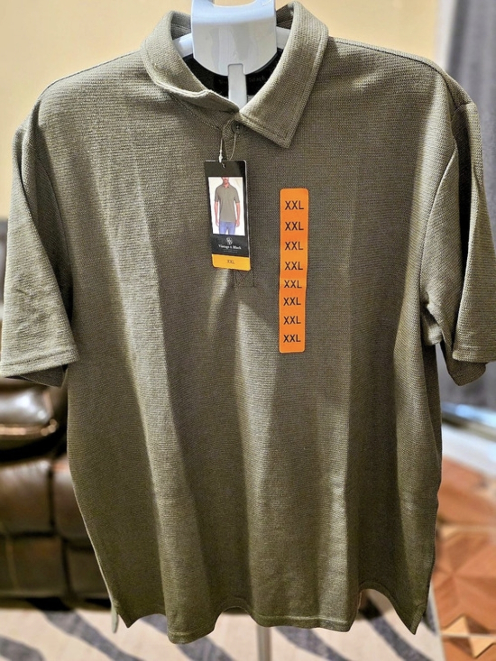 Vintage & Black Men's Polo Shirt in Green XXL NWT